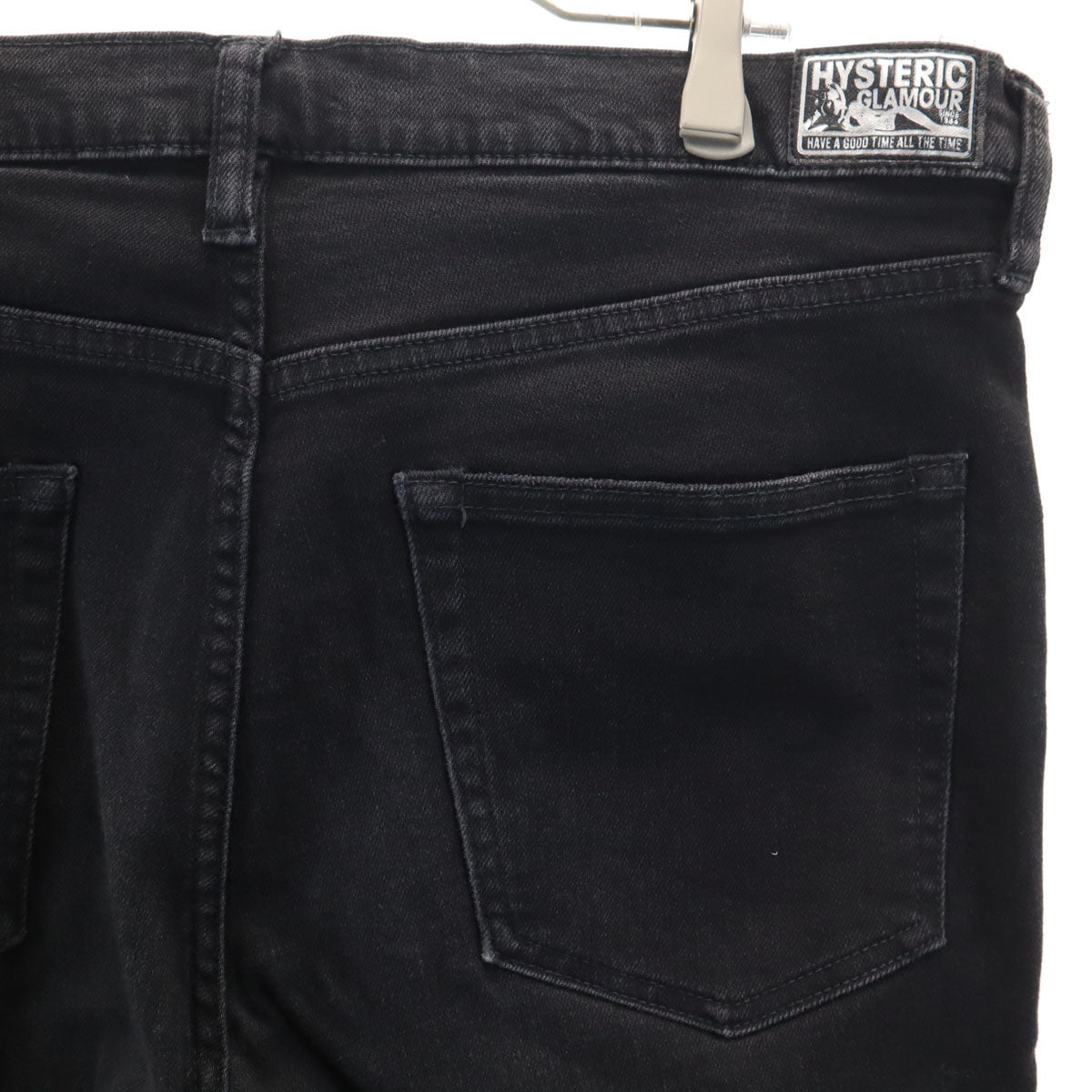 HYSTERIC GLAMOUR ヒステリックグラマー 日本製 ヴィンテージ加工 テーパードデニムパンツ W34 ブラック ジーンズ ストレッチ メンズ