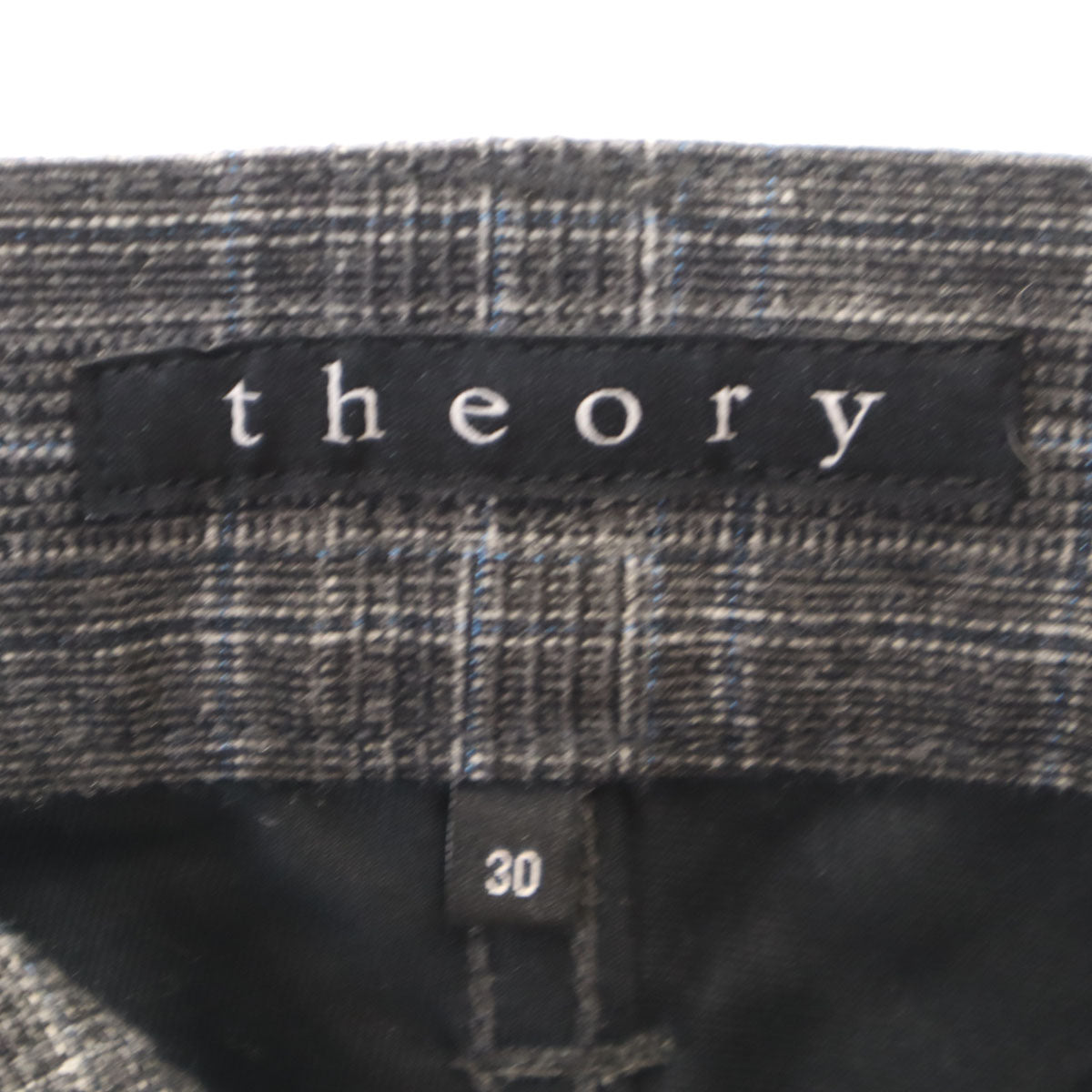 未使用 theory セオリー チェック柄 ロングパンツ W30 チャコールグレー レディース