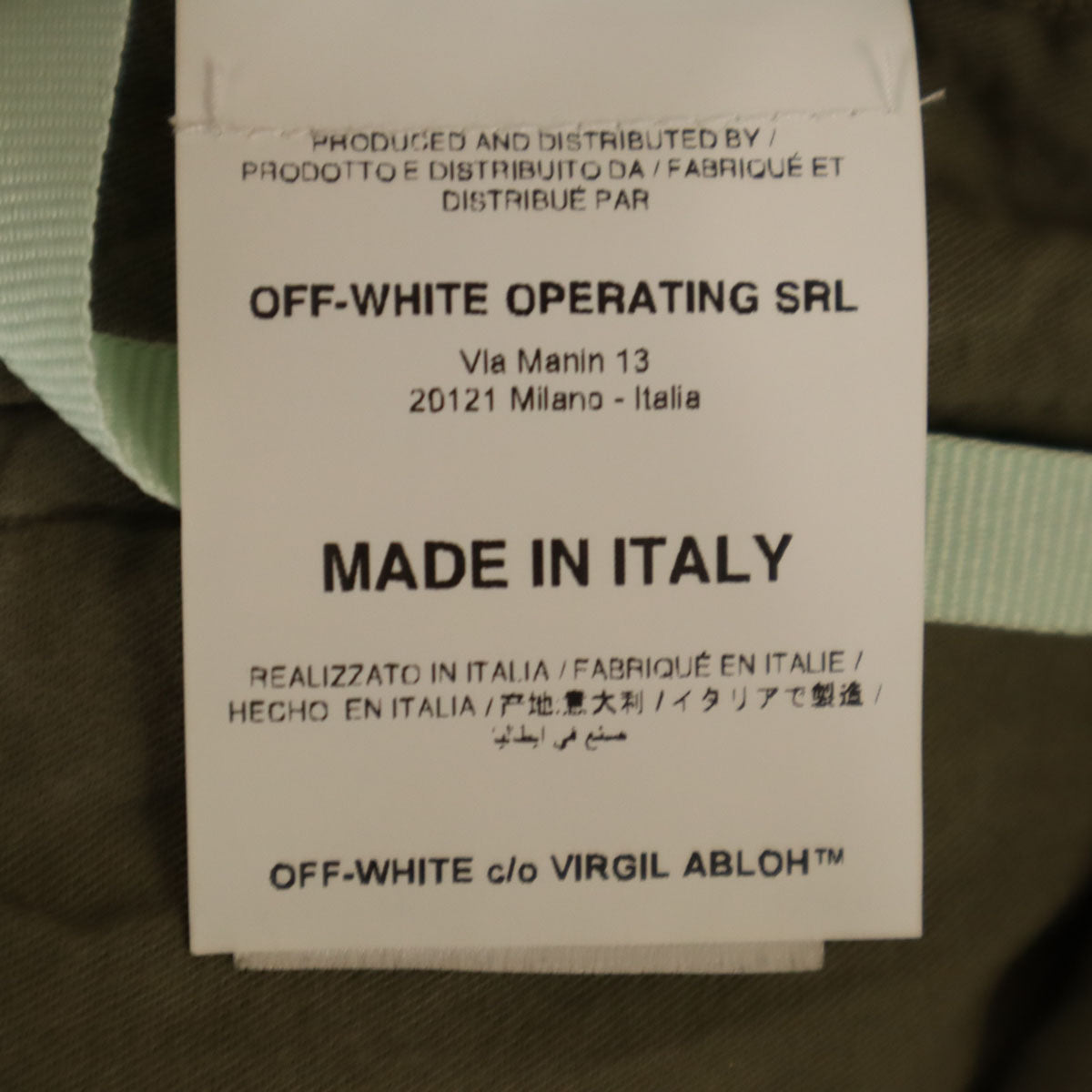 OFF-WHITE オフホワイト 19ss カーゴパンツ W34 オリーブ メンズ