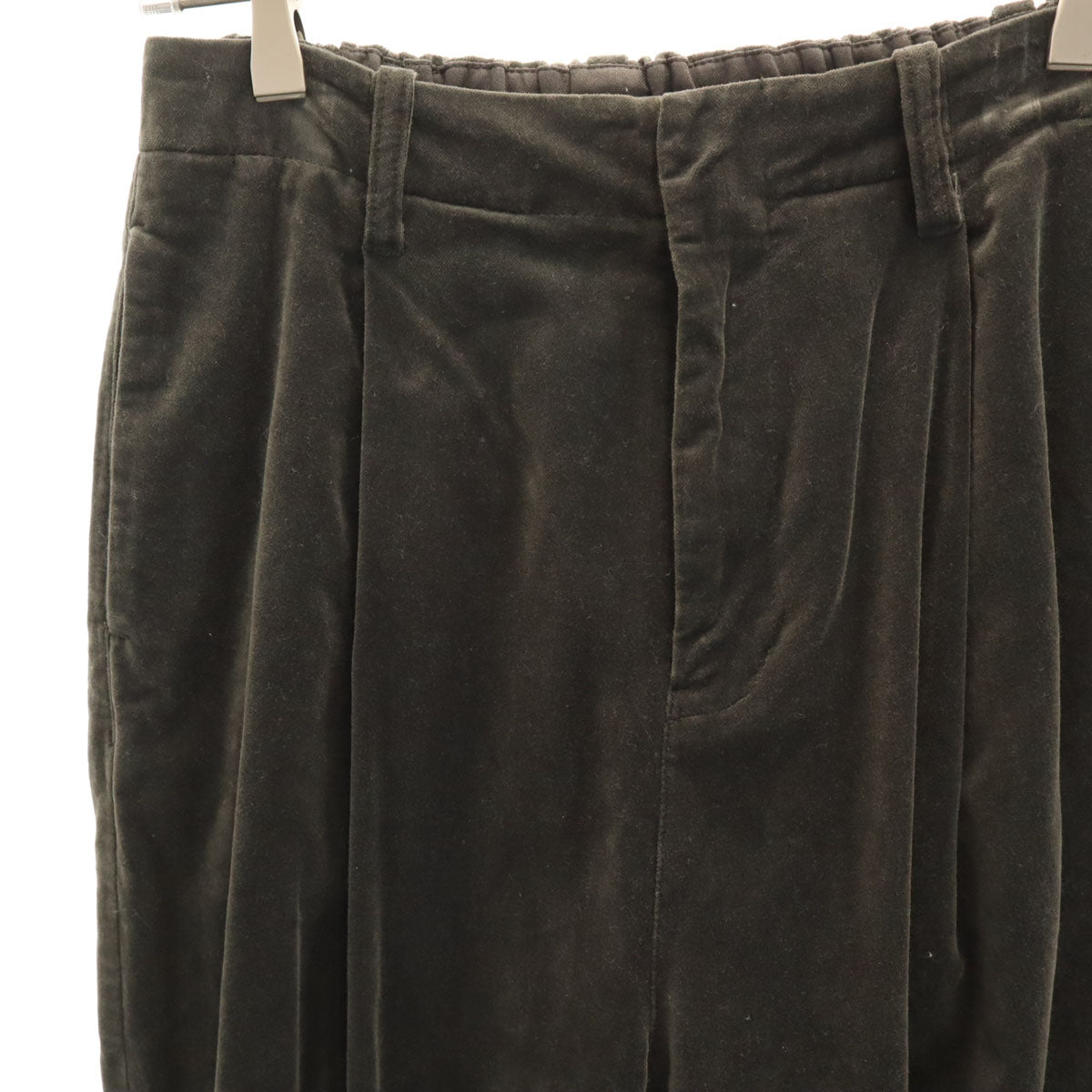 yuni ユニ タック ベロアパンツ S カーキ系 レディース