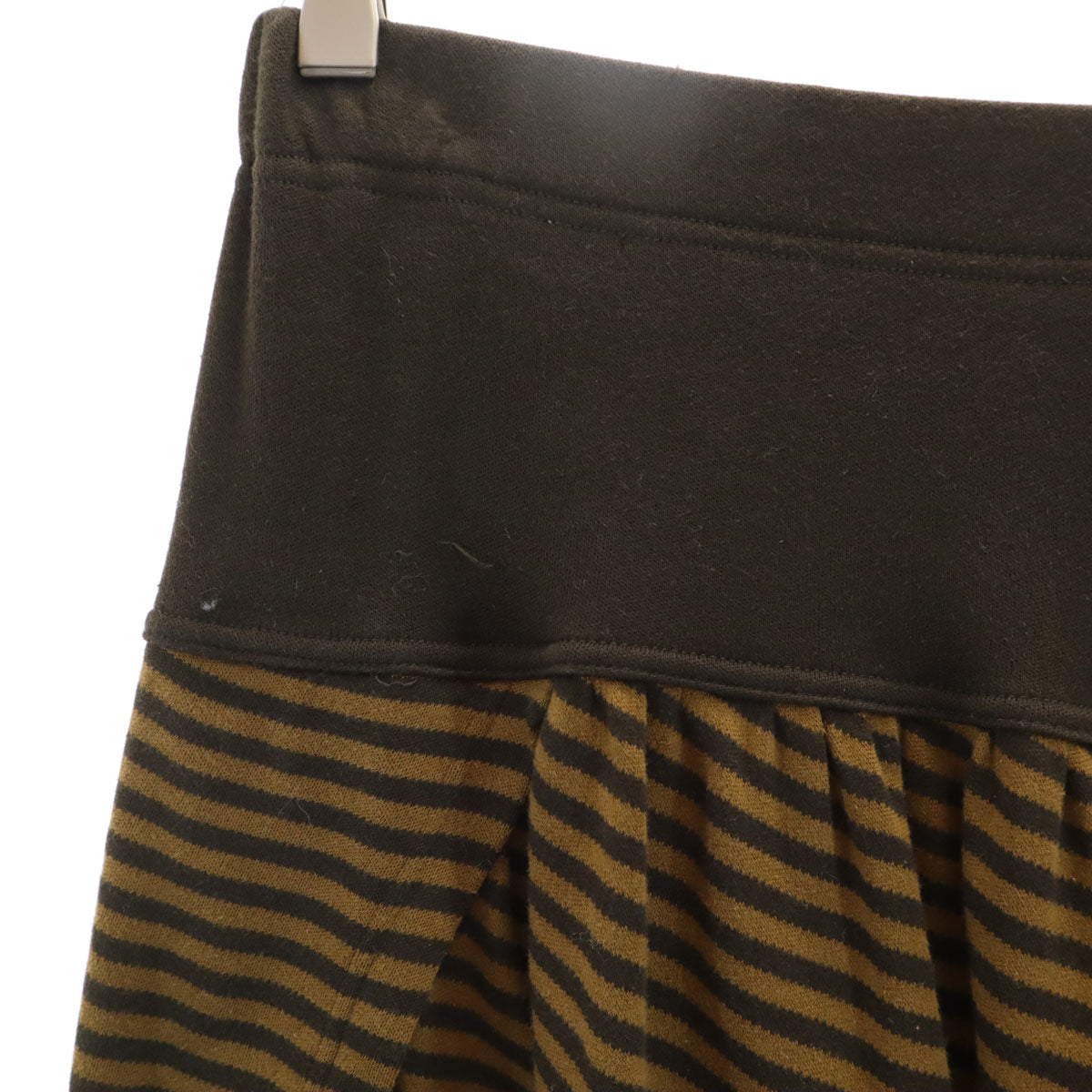ISSEYMIYAKE PERMANENTE イッセイミヤケ ペルマネンテ 90s 日本製 オールド ボーダー柄 サルエルパンツ M カーキブラウン レディース