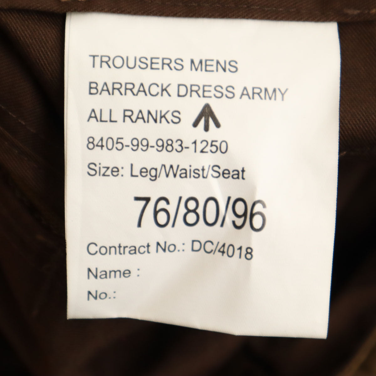 British Army イギリス軍 バラックドレス パンツ 80 ブラウン ミリタリー メンズ