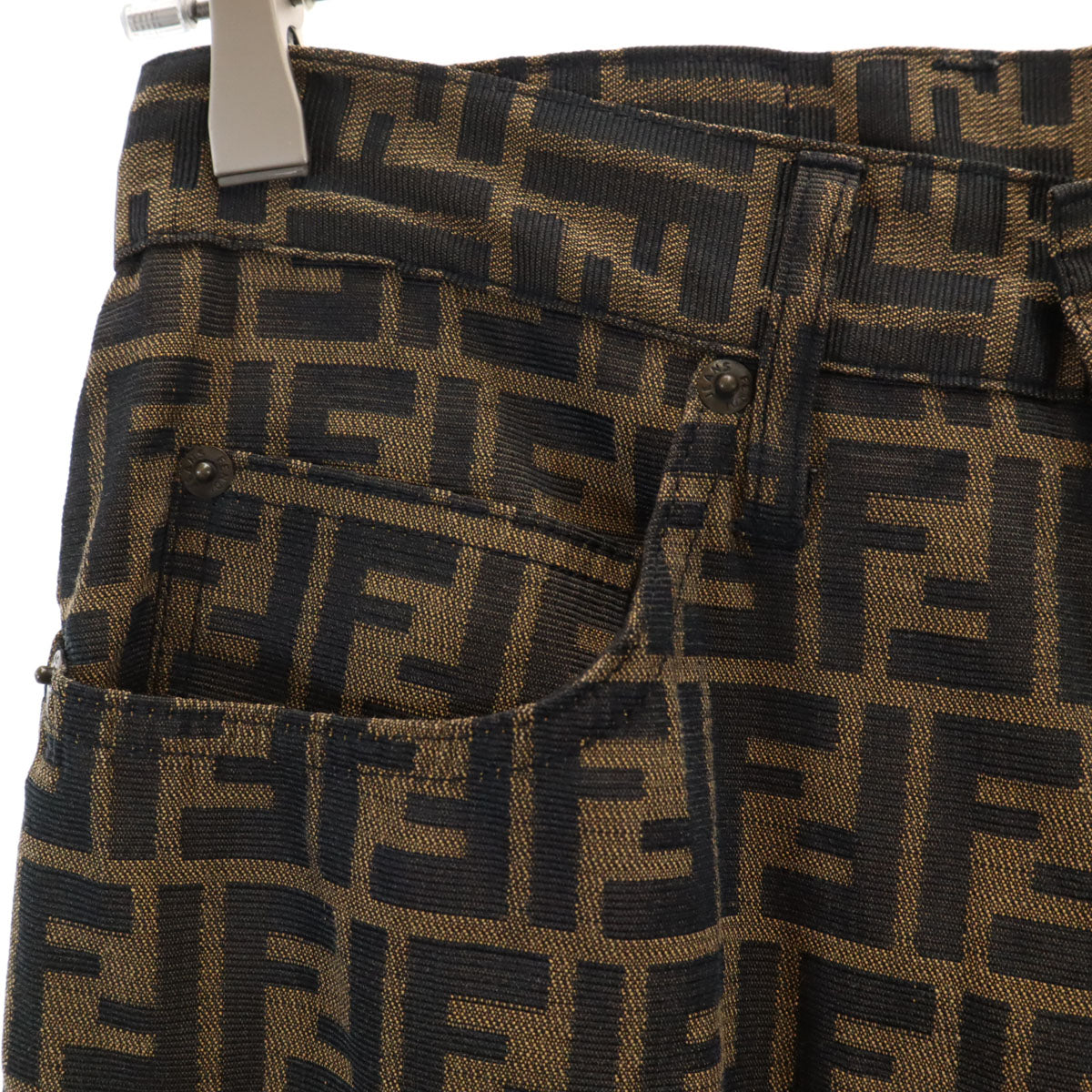 FENDI jeans フェンディ ジーンズ イタリア製 ズッカ柄 ロングパンツ X0 ブラウン レディース