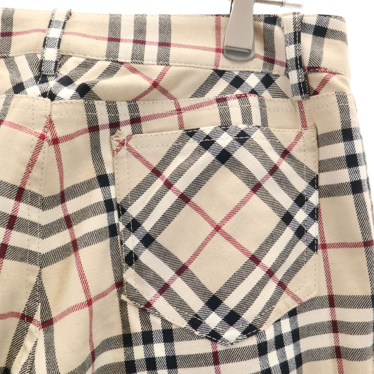 美品 BURBERRY LONDON BLUE LABEL バーバリー ロンドン ブルーレーベル 日本製 チェック柄 ロングパンツ 38 ベージュ 三陽商会 レディース