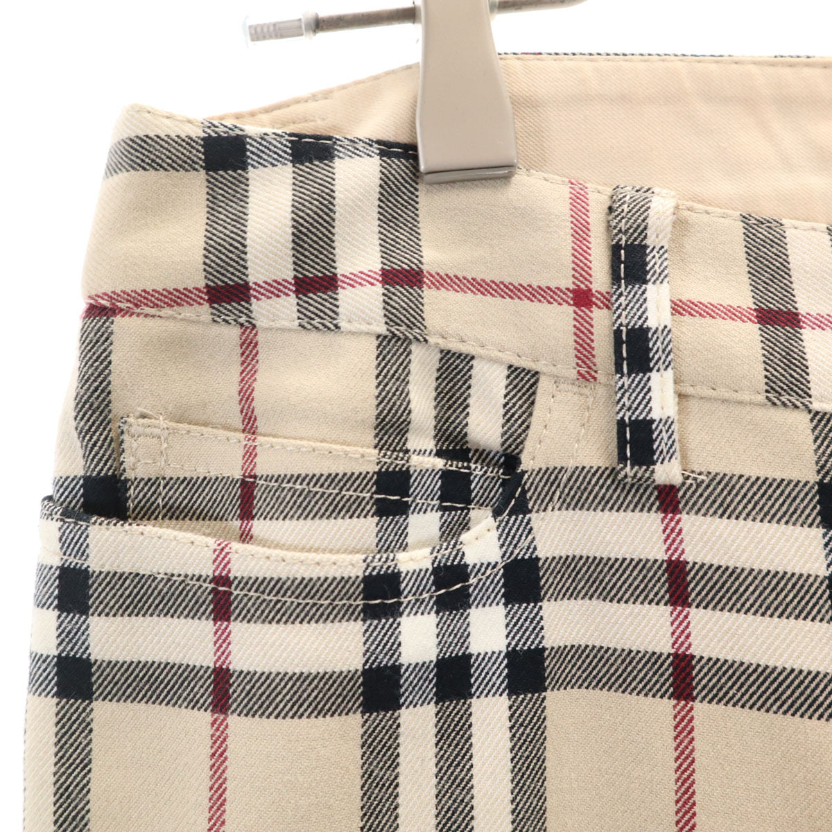 美品 BURBERRY LONDON BLUE LABEL バーバリー ロンドン ブルーレーベル 日本製 チェック柄 ロングパンツ 38 ベージュ 三陽商会 レディース