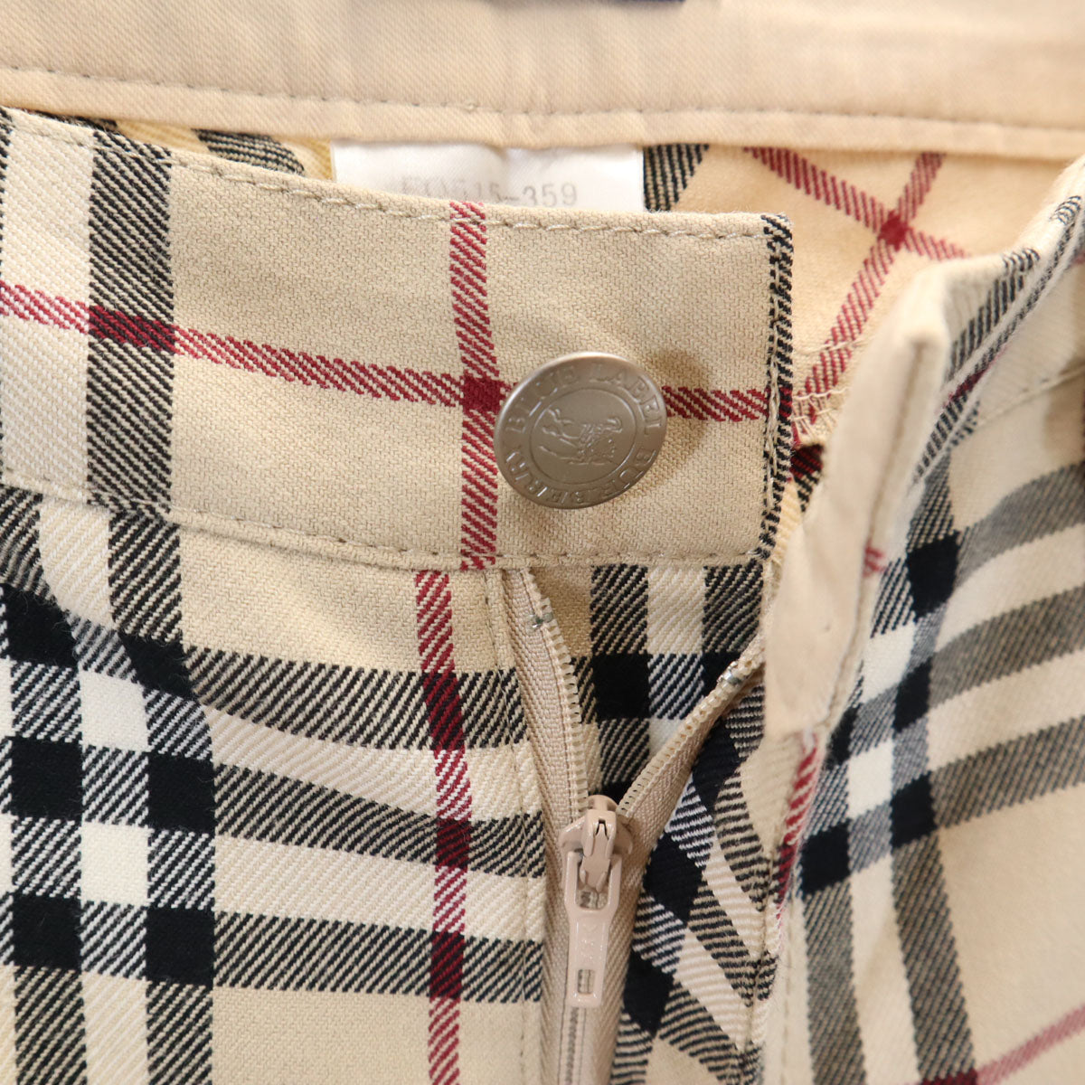 美品 BURBERRY LONDON BLUE LABEL バーバリー ロンドン ブルーレーベル 日本製 チェック柄 ロングパンツ 38 ベージュ 三陽商会 レディース
