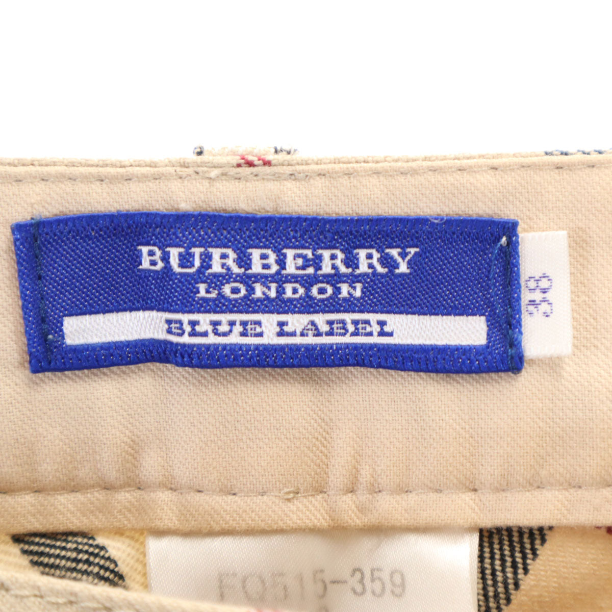 美品 BURBERRY LONDON BLUE LABEL バーバリー ロンドン ブルーレーベル 日本製 チェック柄 ロングパンツ 38 ベージュ 三陽商会 レディース