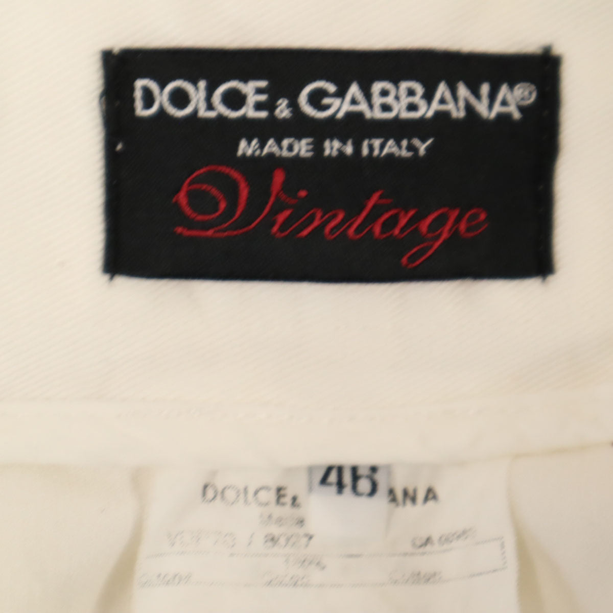 DOLCE&GABBANA ドルチェアンドガッバーナ イタリア製 ヴィンテージ加工 ロングパンツ 46 ホワイト メンズ