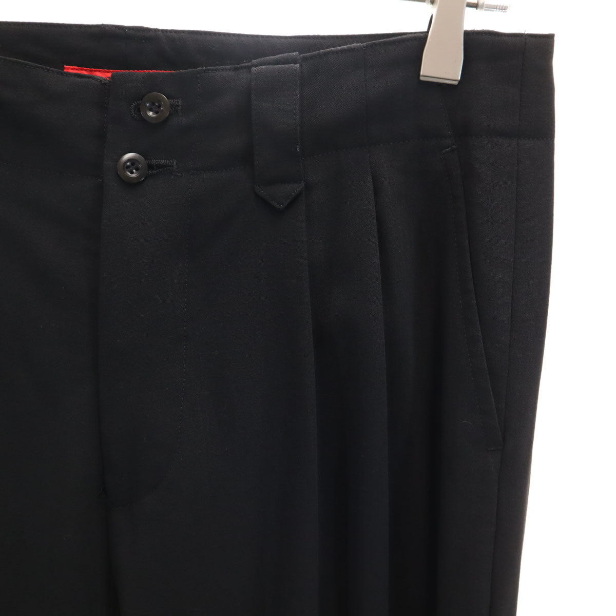 Y'sRedLabel ワイズレッドレーベル 日本製 ハイウエスト タック パンツ 3 ブラック ヨウジヤマモト レディース