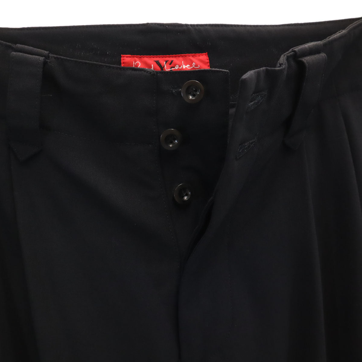 Y'sRedLabel ワイズレッドレーベル 日本製 ハイウエスト タック パンツ 3 ブラック ヨウジヤマモト レディース