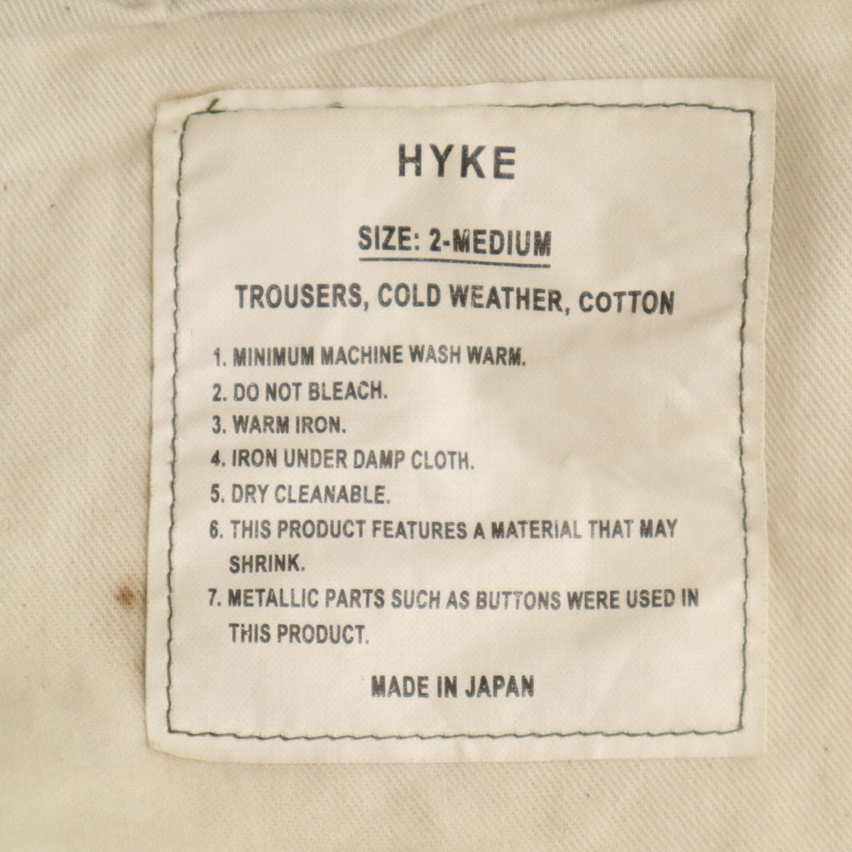 HYKE ハイク 日本製 カーゴパンツ 2 オリーブ系 ミリタリー メンズ