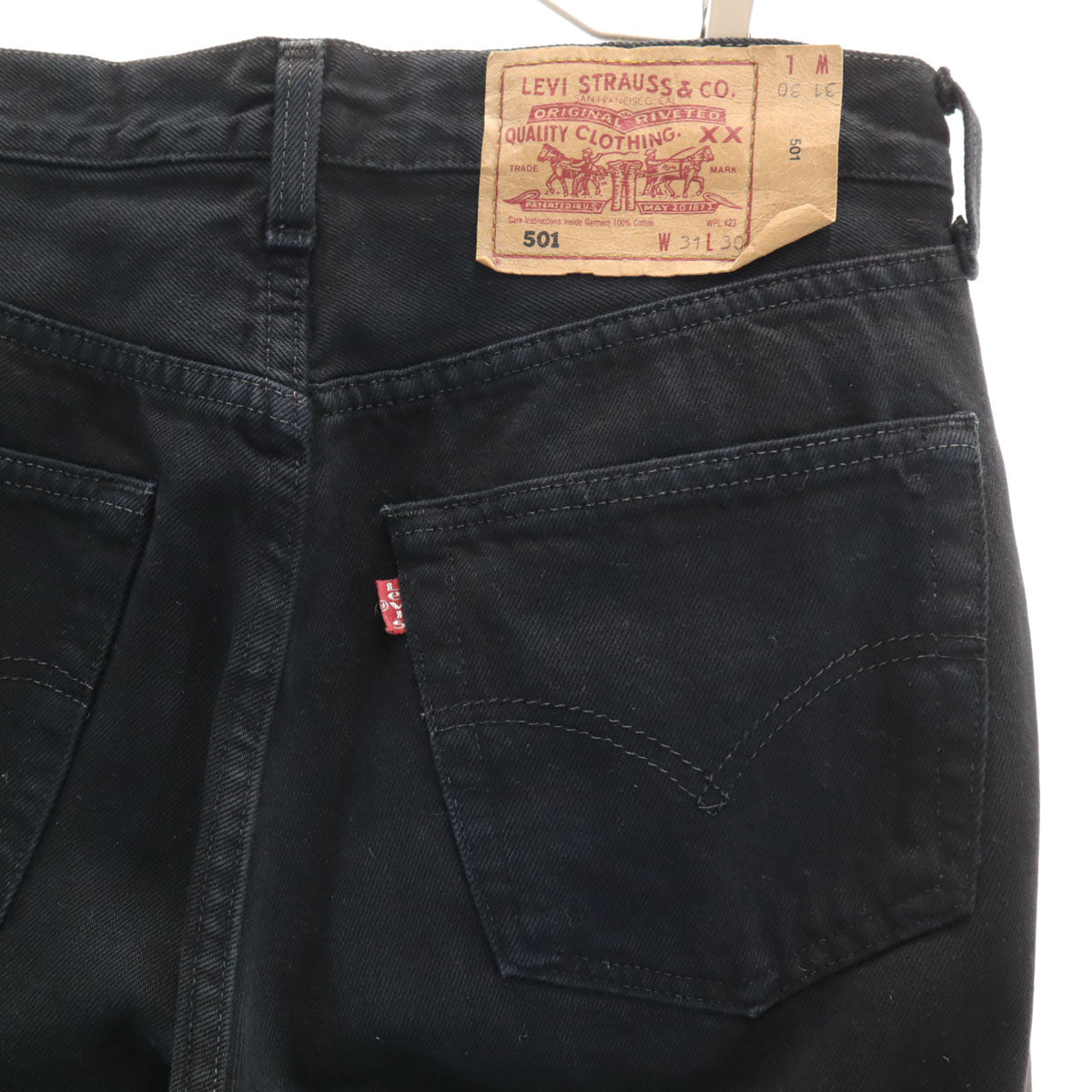 Levi's リーバイス 90s 501 USA製 オールド ストレートデニムパンツ W31 ブラック ボタンフライ ジーンズ 後染め メンズ