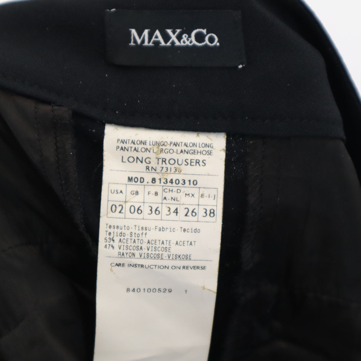 MAX&CO マックスアンドコー ハイウエスト テーパードパンツ 38 ブラック レディース