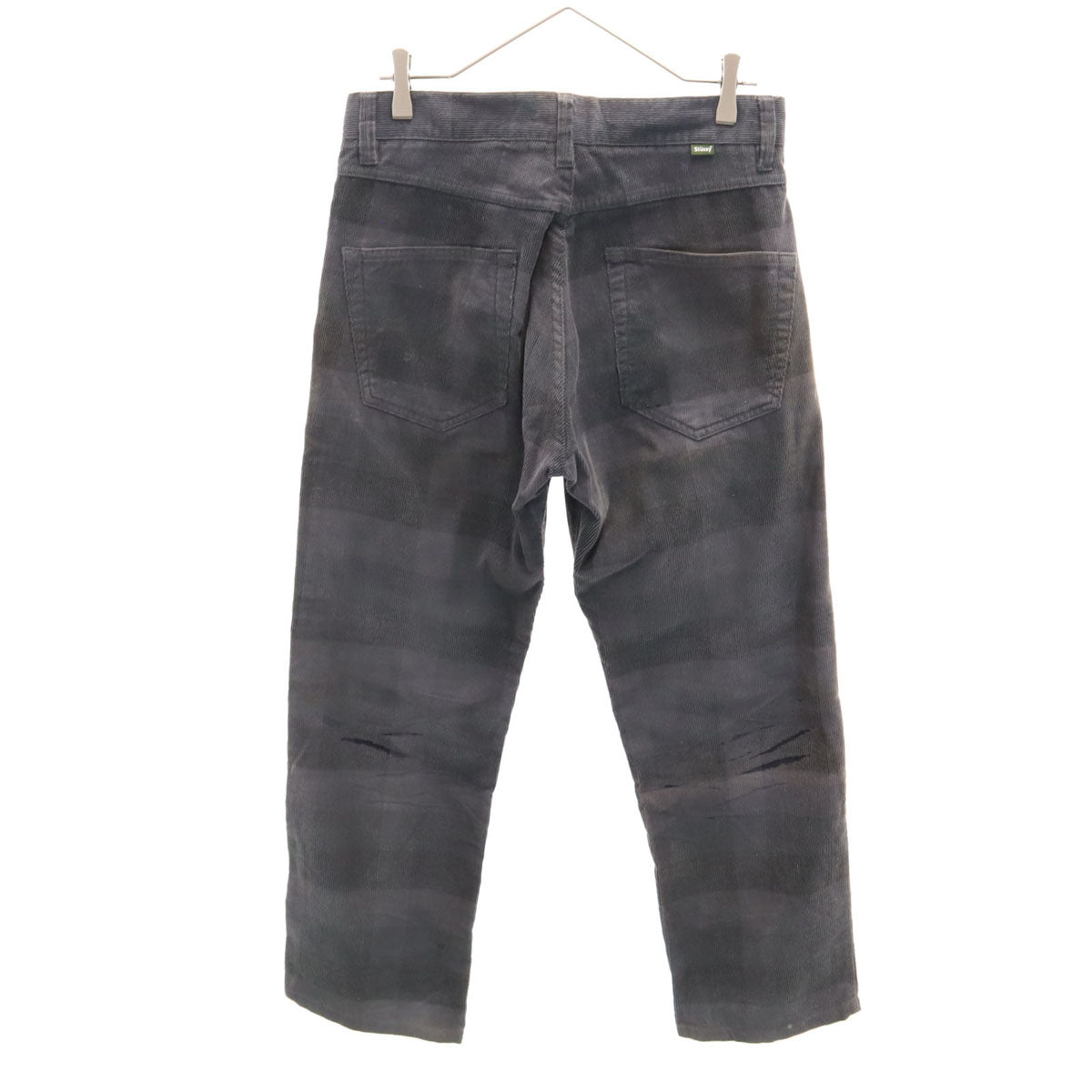 STUSSY ステューシー 00s オールド チェック柄 コーデュロイパンツ W30 チャコールグレー メンズ