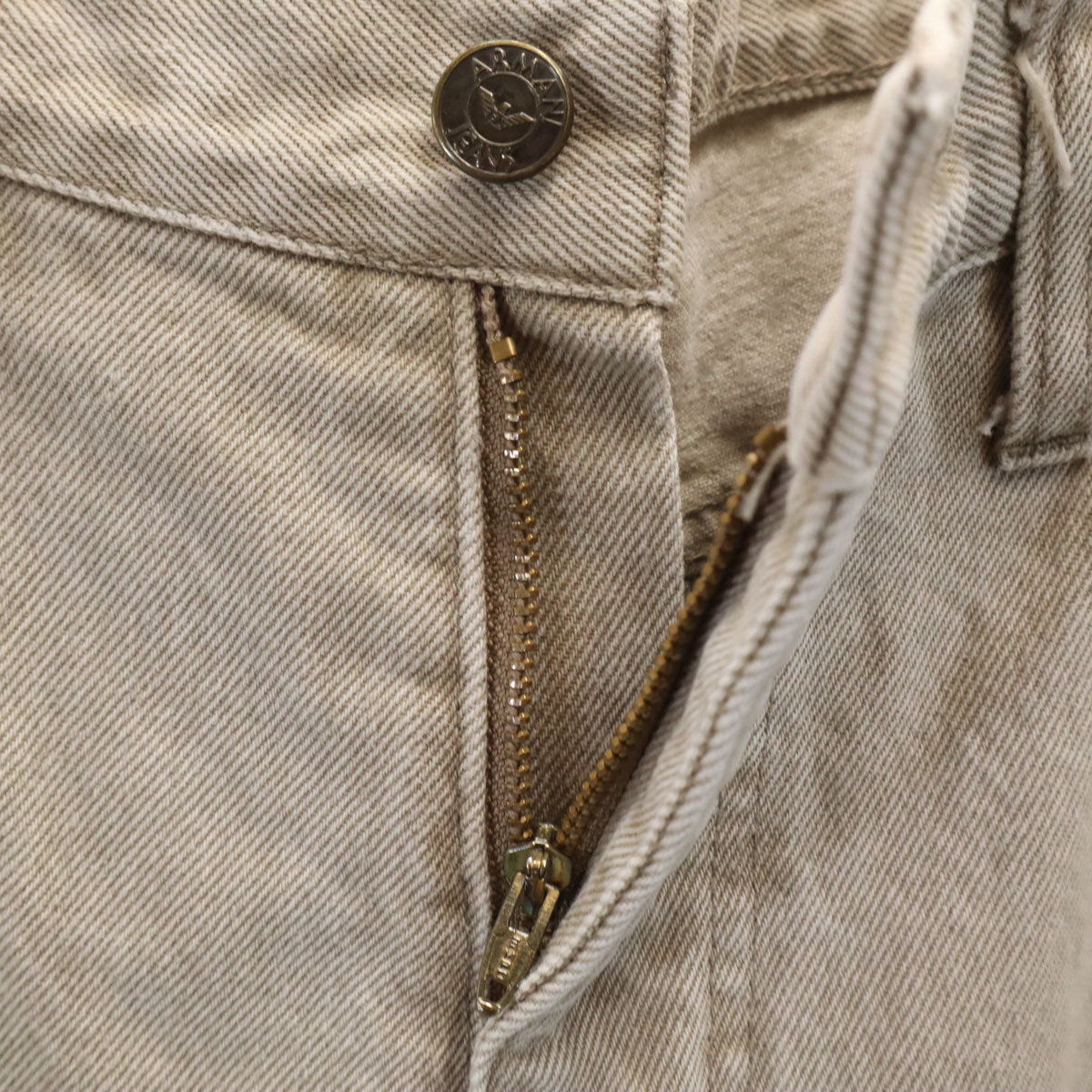 ARMANI JEANS アルマーニジーンズ 90s イタリア製 オールド テーパードデニムパンツ W36 ベージュ ジーンズ メンズ