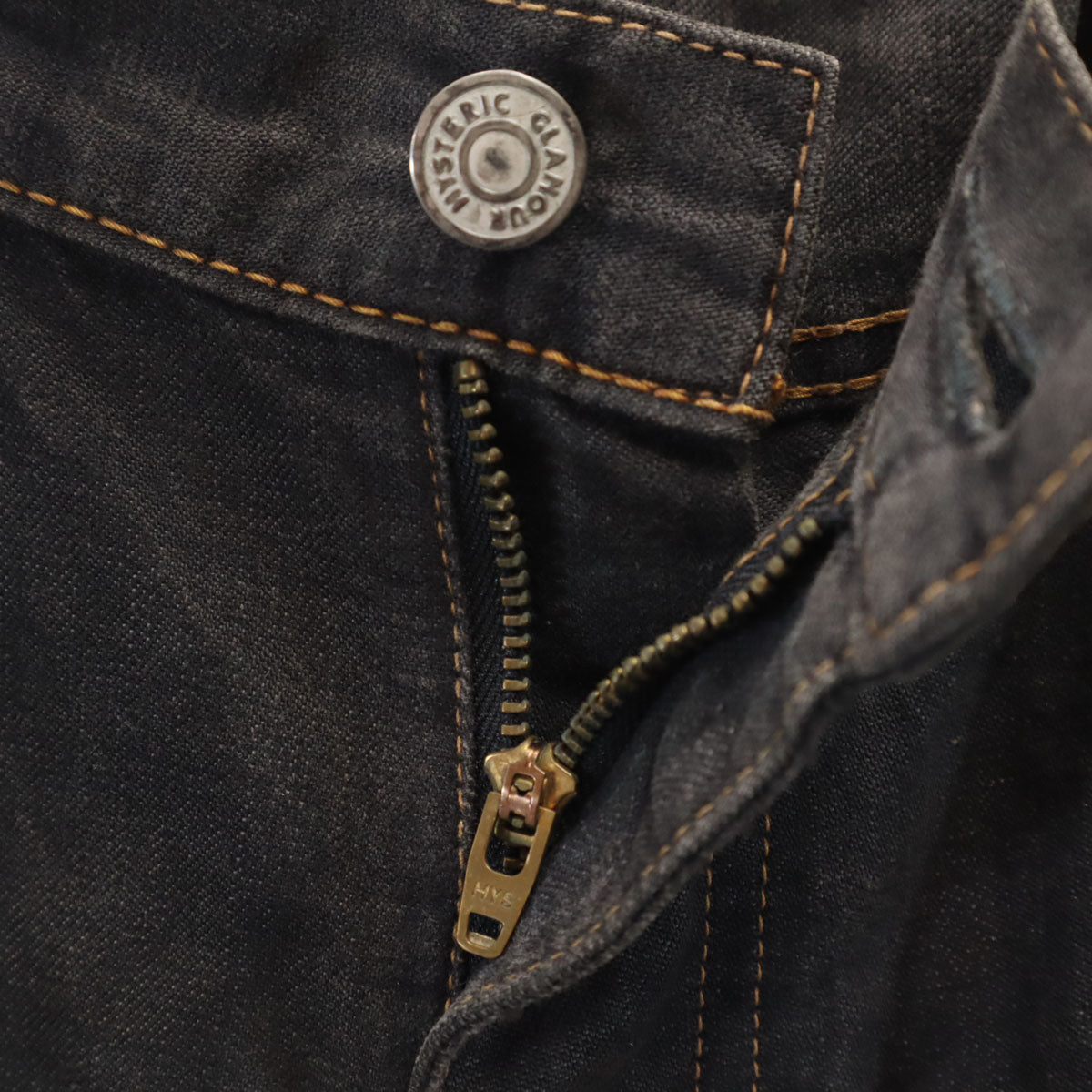 HYSTERIC GLAMOUR ヒステリックグラマー 日本製 スタッズ ストレートデニムパンツ M ブラック ジーンズ メンズ