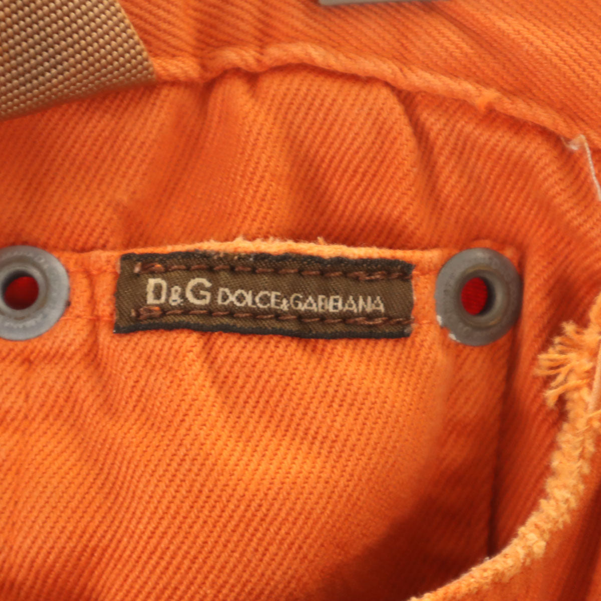 D&G DOLCE&GABBANA ディーアンドジー ドルチェアンドガッバーナ イタリア製 クラッシュ加工 ストレートパンツ オレンジ レディース