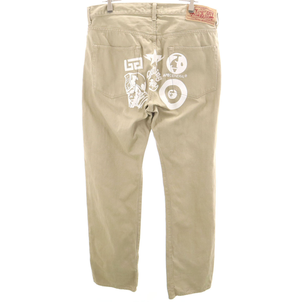 A BATHING APE CLASSIC アベイシングエイプ クラシック 日本製 バックプリント ストレートパンツ L ベージュ メンズ