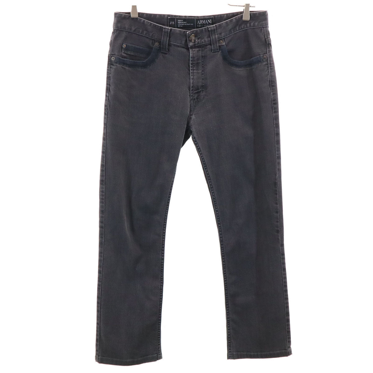ARMANI COLLEZIONI アルマーニコレッツォーニ J15 タイト ストレートデニムパンツ W31 ブラック ジーンズ メンズ