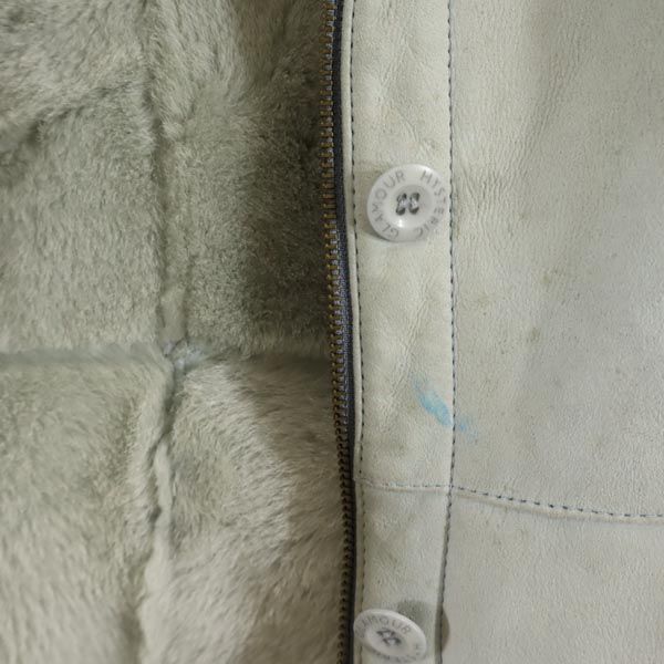 HYSTERIC ヒステリック 長袖 ムートン レザーコート FREE ブルー 羊毛皮 裏ファー フード レディース