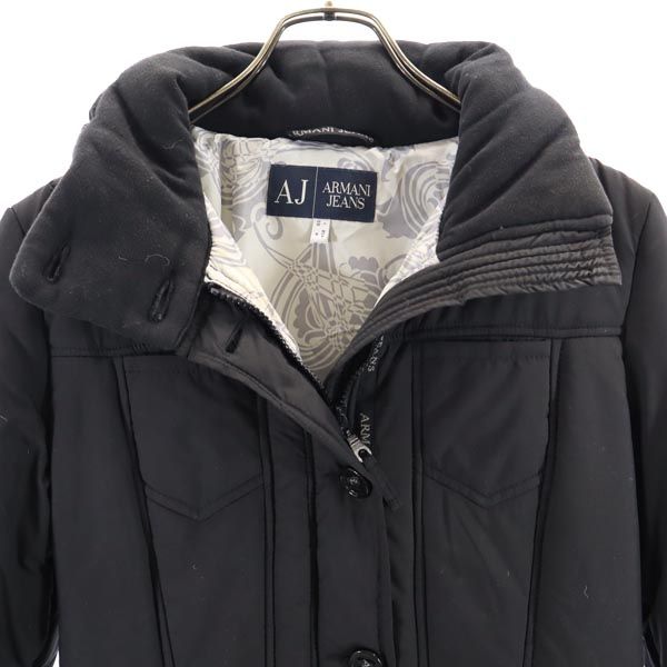 ARMANI JEANS アルマーニジーンズ 長袖 中綿コート I 38 ブラック 収納型フード レディース