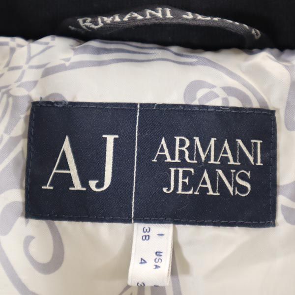 ARMANI JEANS アルマーニジーンズ 長袖 中綿コート I 38 ブラック 収納型フード レディース