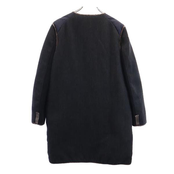 MARNI マルニ フェザー ダウンコート 44 ネイビー系 袖切替 レディース