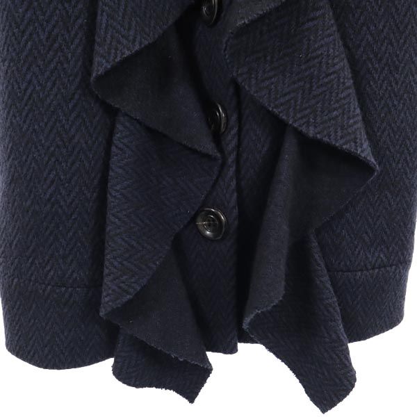 DIANE VON FURSTENBERG ダイアンフォンファステンバーグ フリル ロング コート S ネイビー レディース