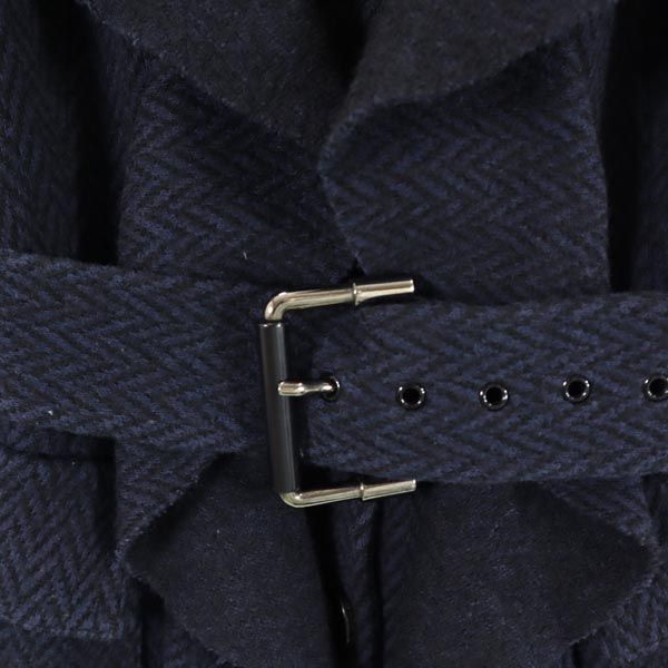 DIANE VON FURSTENBERG ダイアンフォンファステンバーグ フリル ロング コート S ネイビー レディース