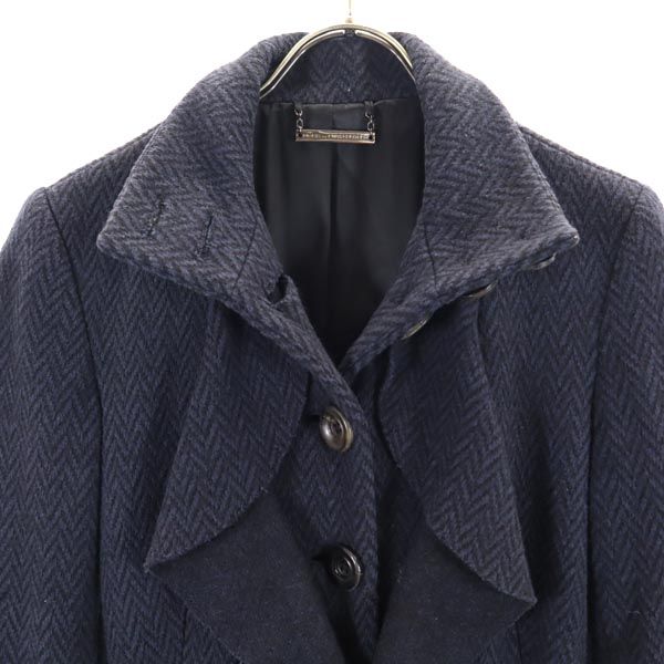 DIANE VON FURSTENBERG ダイアンフォンファステンバーグ フリル ロング コート S ネイビー レディース