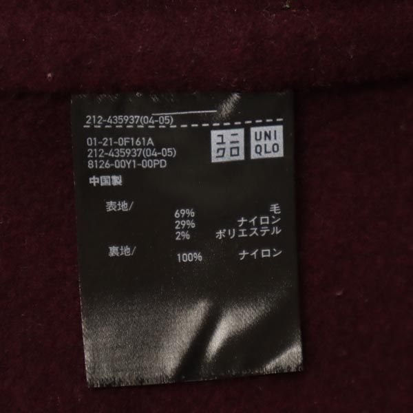 ユニクロ プラスジェ ダブルブレス コート M ワイン系 UNIQLO 212-435937 レディース