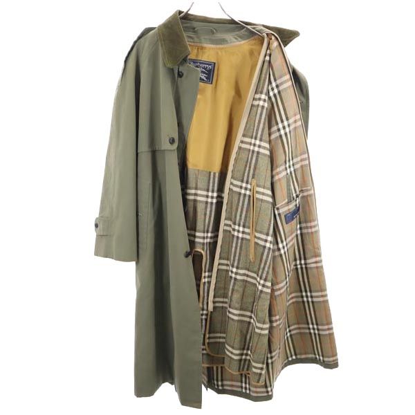バーバリーズ 90s 日本製 オールド 2way コート 90-165-4 カーキ Burberrys ライナー付き コーデュロイ襟 ウエストベルト メンズ