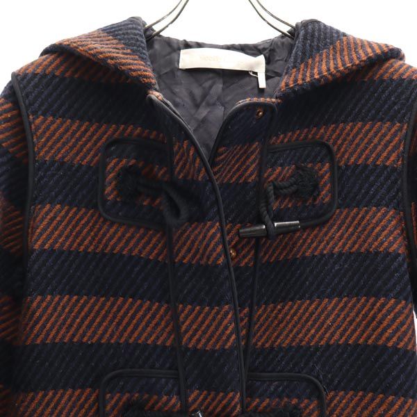 シーバイクロエ ボーダー ウールブレンド ダッフルコート 34 ネイビー系 SEE BY CHLOE レディース