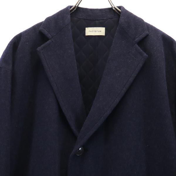 FACTOTUM ファクトタム シルクウールブレンド チェスターコート 44 ネイビー系 日本製 衣装カバー付き メンズ