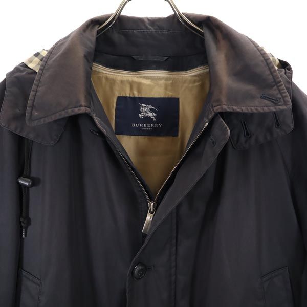 バーバリー 三陽商会 日本製 ダウンライナー付き 中綿コート L ネイビー BURBERRY LONDON フード メンズ