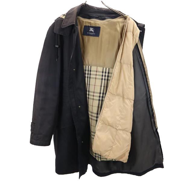 バーバリー 三陽商会 日本製 ダウンライナー付き 中綿コート L ネイビー BURBERRY LONDON フード メンズ