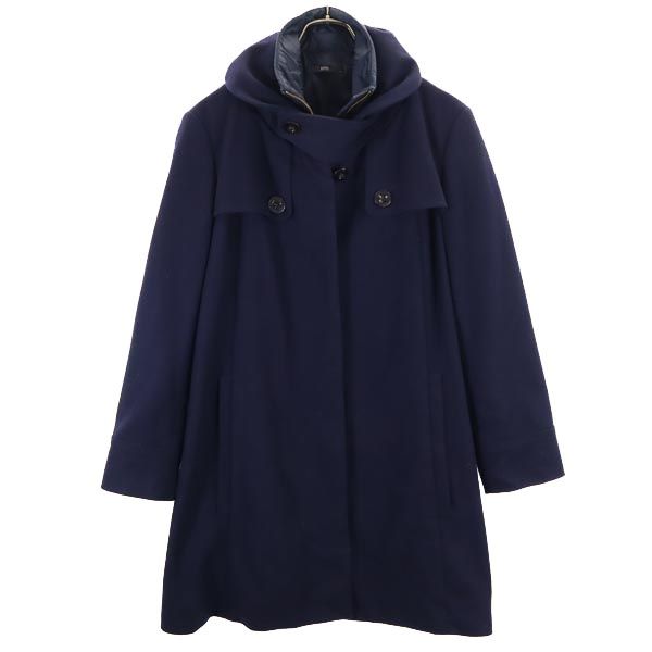 BOSS HUGO BOSS ボスヒューゴボス ライナー付き ウールコート 6 ネイビー レディース