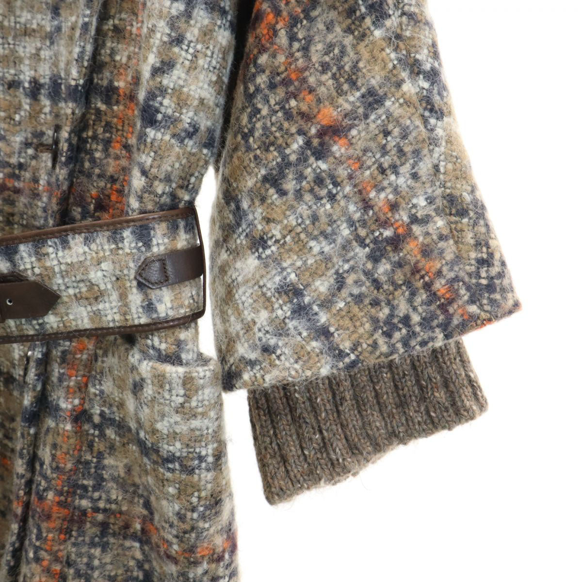 SPORTMAX スポーツマックス チェック柄 ウールブレンド ロングコート 36 ベージュ系 レディース