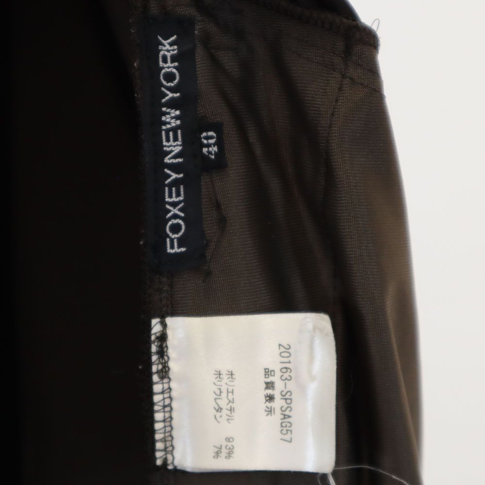 FOXEY NEW YORK フォクシーニューヨーク 日本製 ノースリーブ ワンピース 40 ブラウン バックジップ レディース
