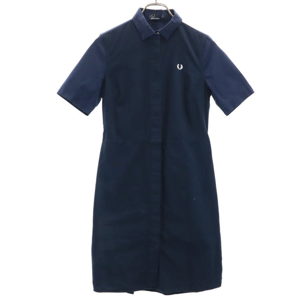 フレッドペリー 半袖 切替 ミニワンピース USA 4 ネイビー FRED PERRY レディース