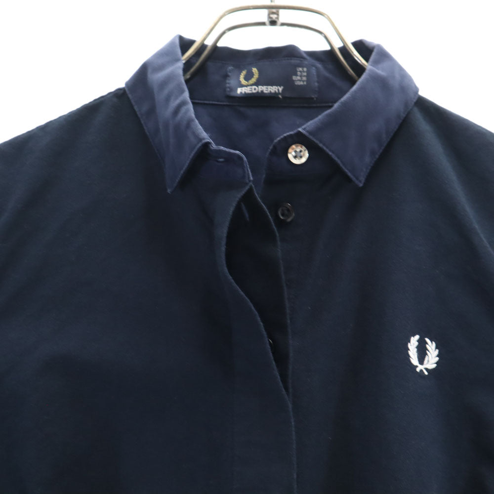 フレッドペリー 半袖 切替 ミニワンピース USA 4 ネイビー FRED PERRY レディース