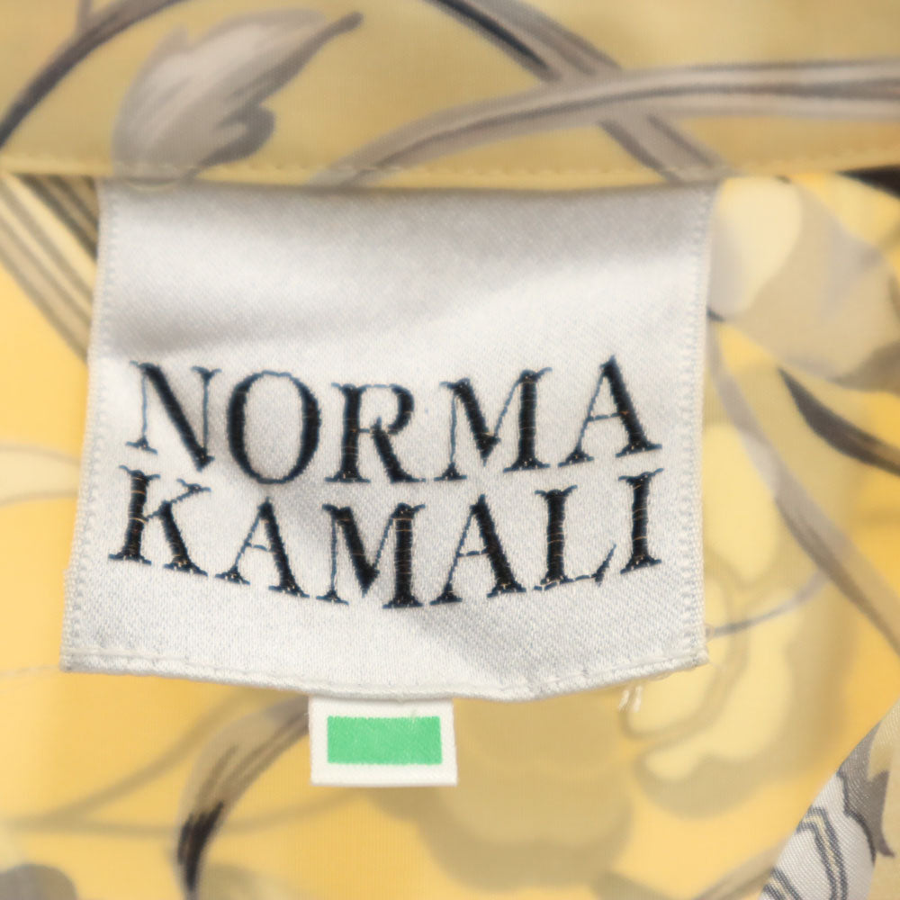 ノーマカマリ 花柄 長袖 ロングワンピース ベージュ系 Norma Kamali レディース