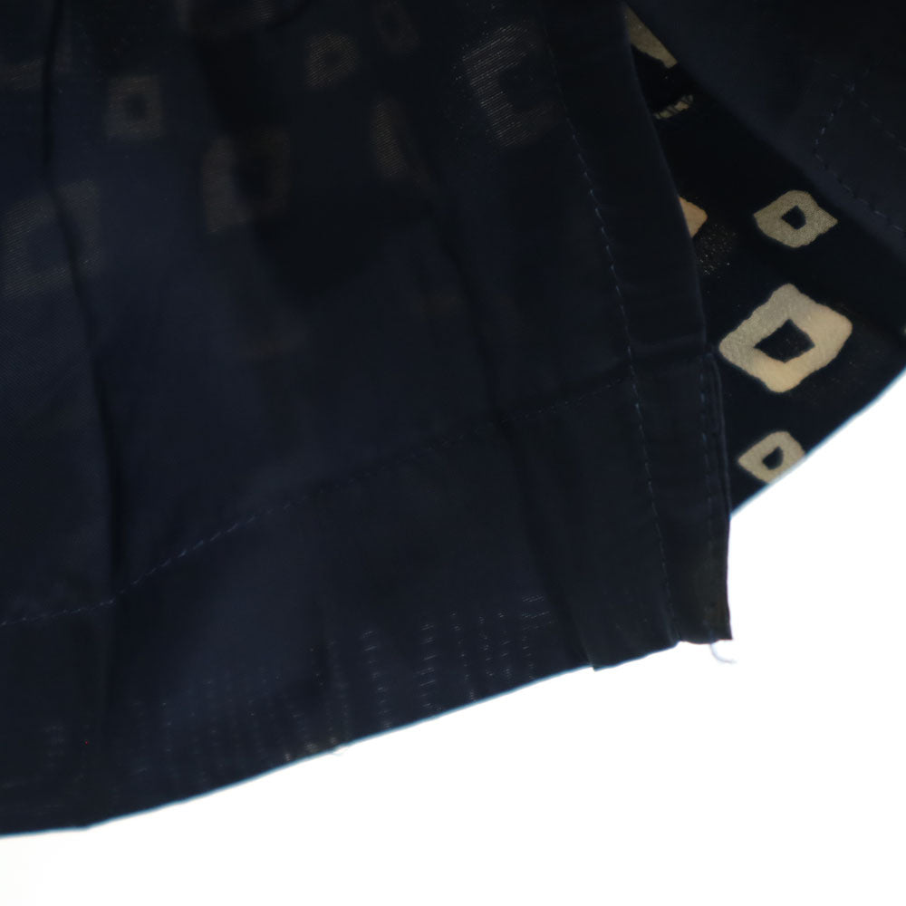 ジバンシィ 90s 日本製 シルク100％ オールド 総柄 5分袖 シャツワンピース 15 ネイビー系 GIVENCHY レディース