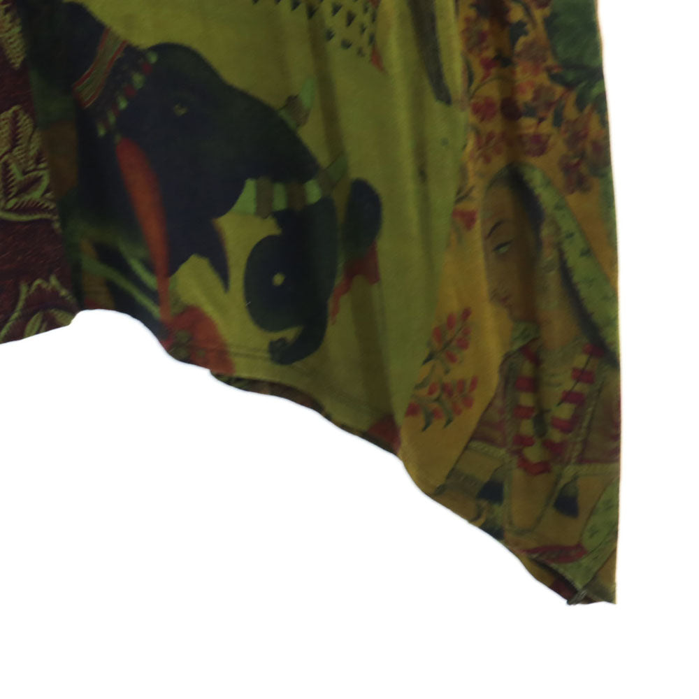 Desigual デシグアル 総柄 ノースリーブ ロングワンピース XS グリーン系 ストレッチ レディース