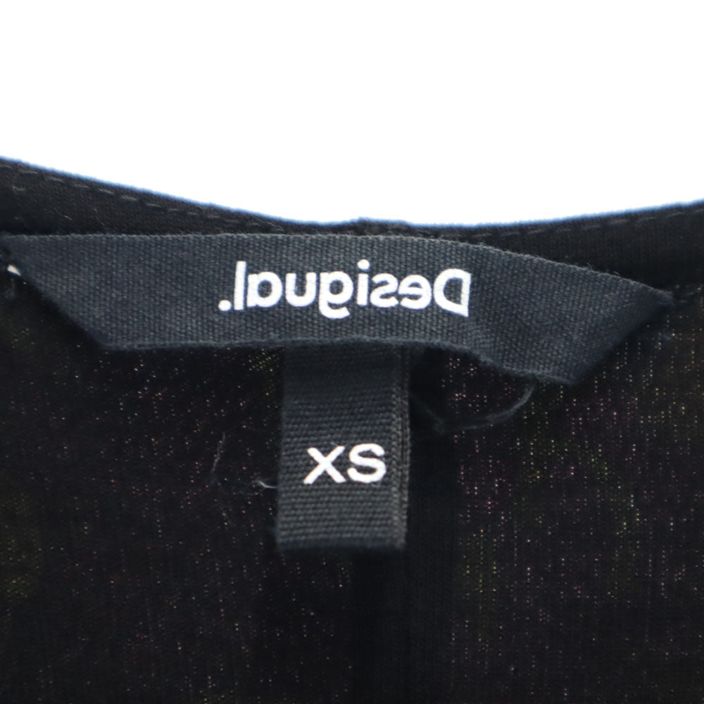 Desigual デシグアル 総柄 ノースリーブ ロングワンピース XS グリーン系 ストレッチ レディース