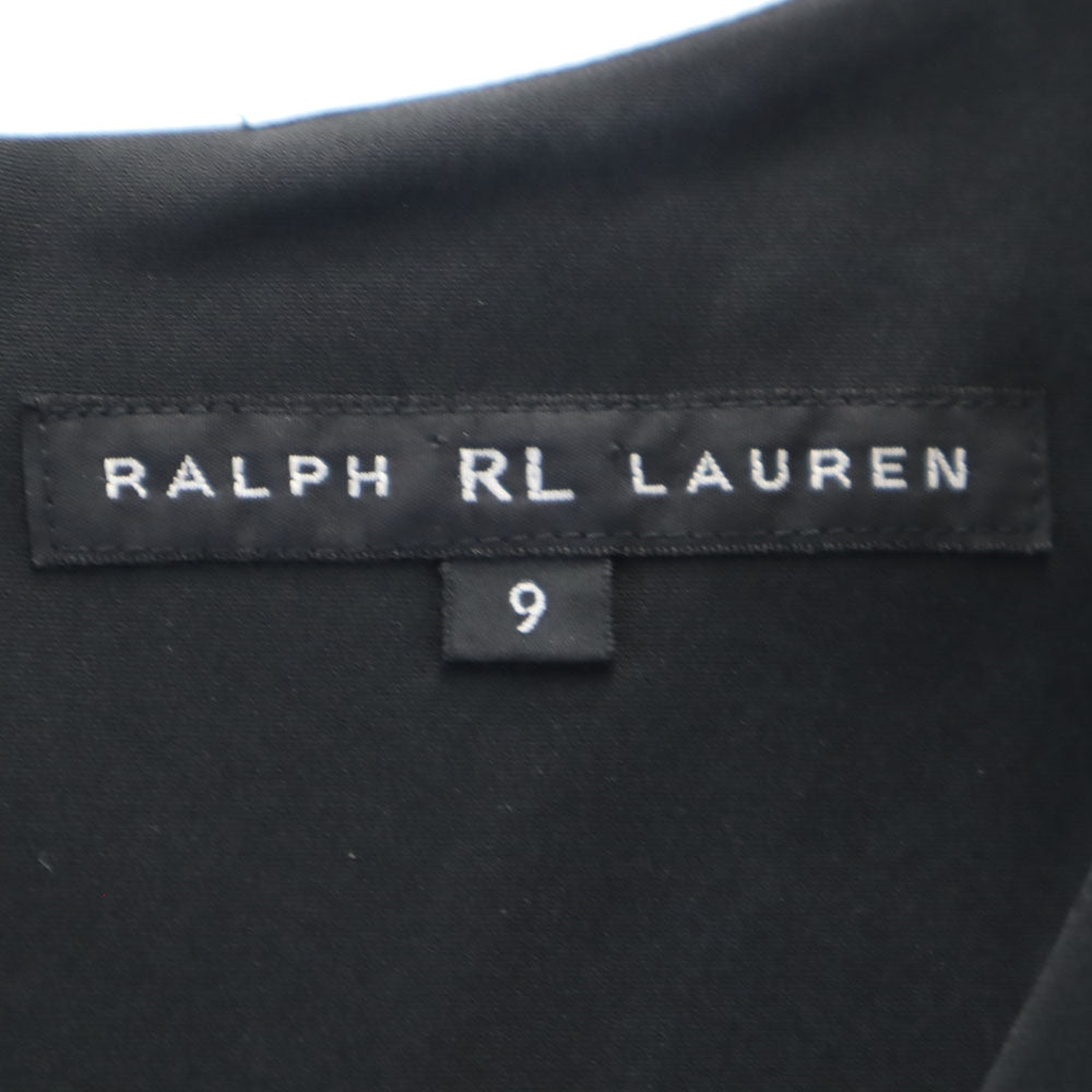 ラルフアールエルローレン 日本製 インパクト21 半袖 タイト ワンピース 9 黒 RALPH RL LAUREN レディース