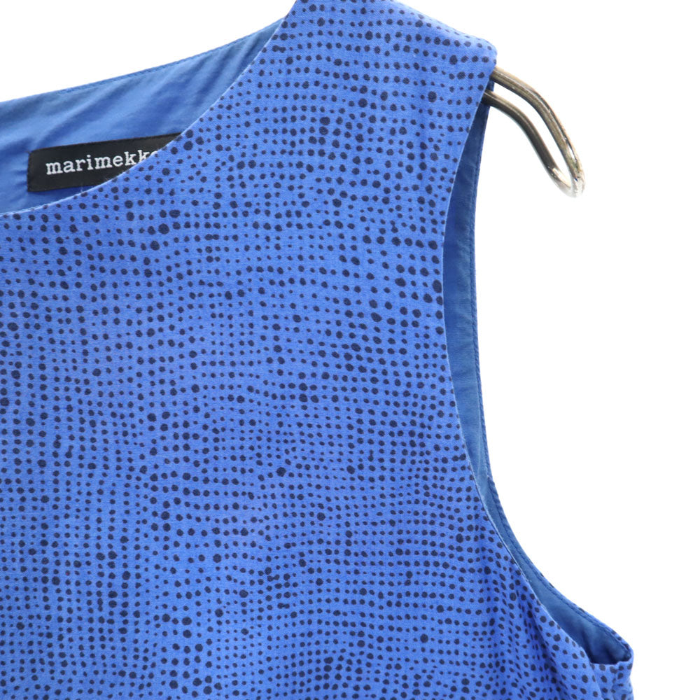 マリメッコ ノースリーブ 膝丈ワンピース 36 ブルー marimekko レディース