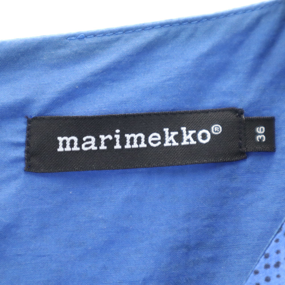 マリメッコ ノースリーブ 膝丈ワンピース 36 ブルー marimekko レディース