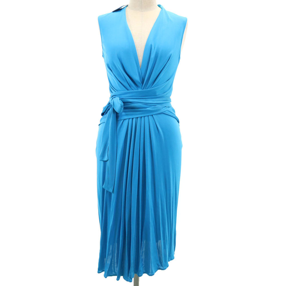 未使用 ISSA イッサ ノースリーブ ワンピース UK 6 水色 レディース