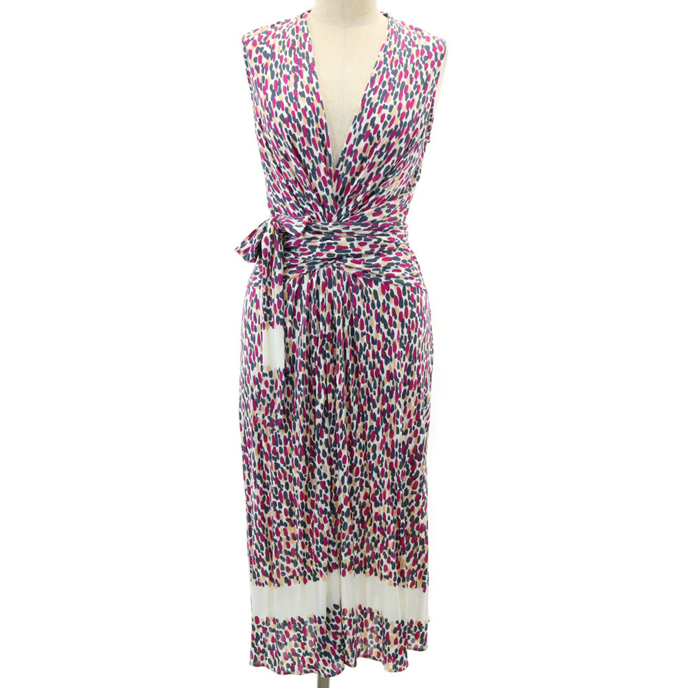 美品 ISSA イッサ ノースリーブ ワンピース UK 6 ホワイト 他 レディース